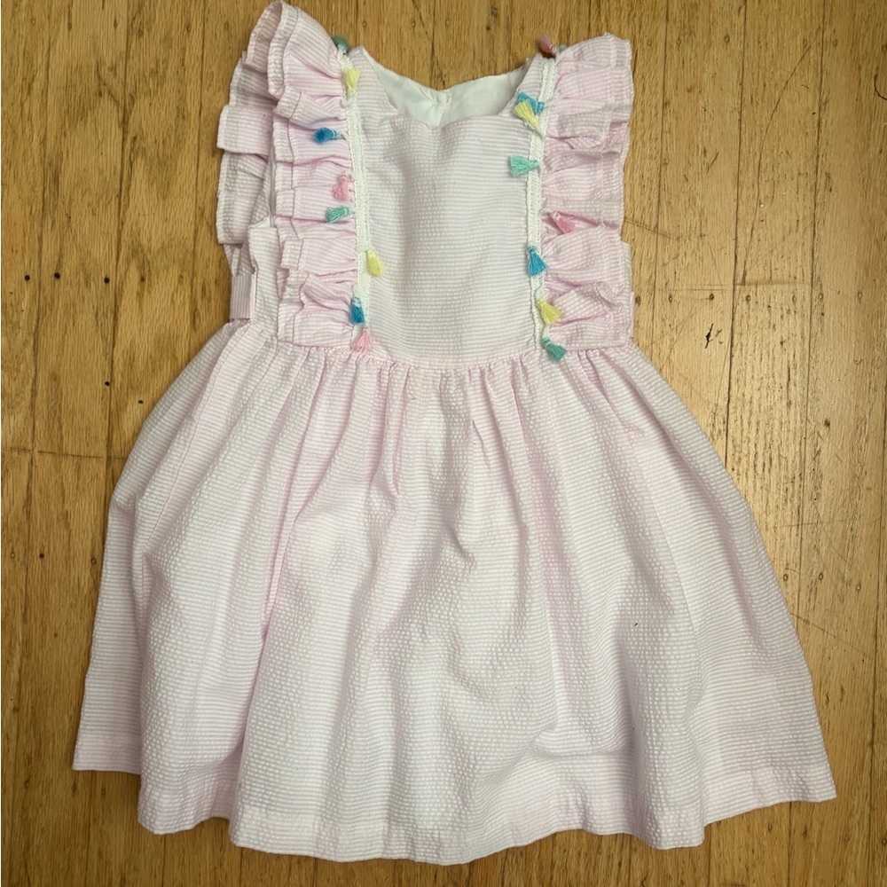 Pippa & Julie pink gingham tassel ruffle easter dress